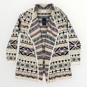 $119 NWT Lucky Brand Women's Aztec AOP Open Cardigan Sweater Long Sleeve Small